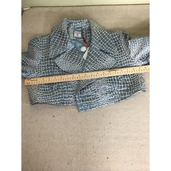 Monnari Cropped Brocade Bolero Evening Jacket Sz.40 Silver Glam Luxury Boho chic - Picture 7 of 12